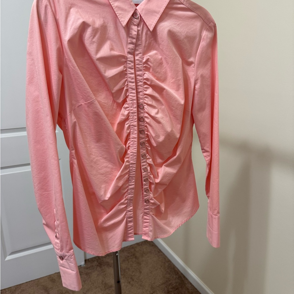 New York & Company Coral Button-Up Blouse